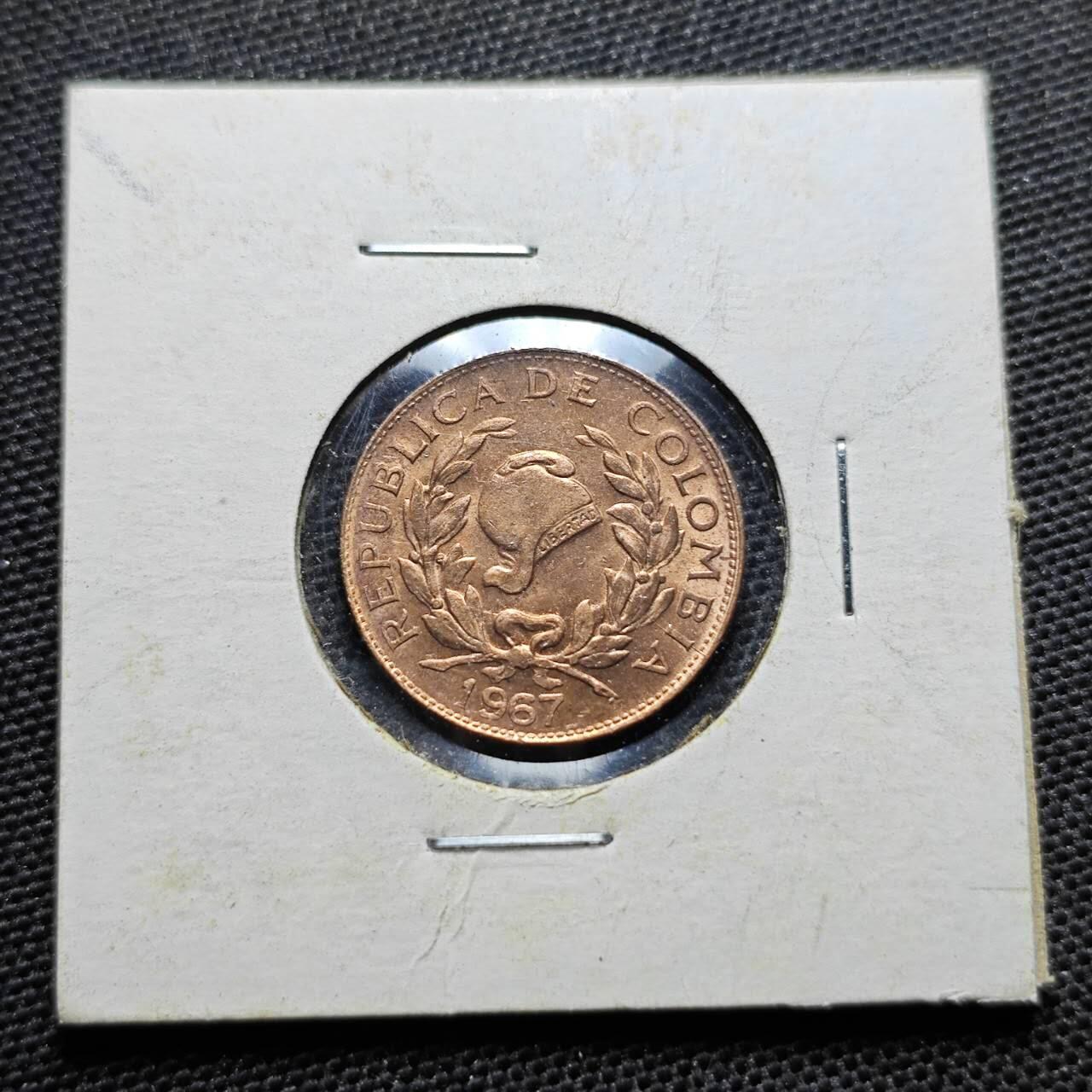 KK钱币收藏小铺 第320期 2月预留时间 周末发货  1967哥伦比亚5分铜币 好品