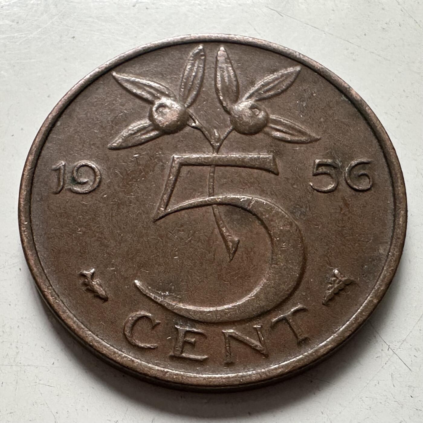 🌹外币初藏🌹🐯2025年第87场 周二无佣金特价场 荷兰1956年五分