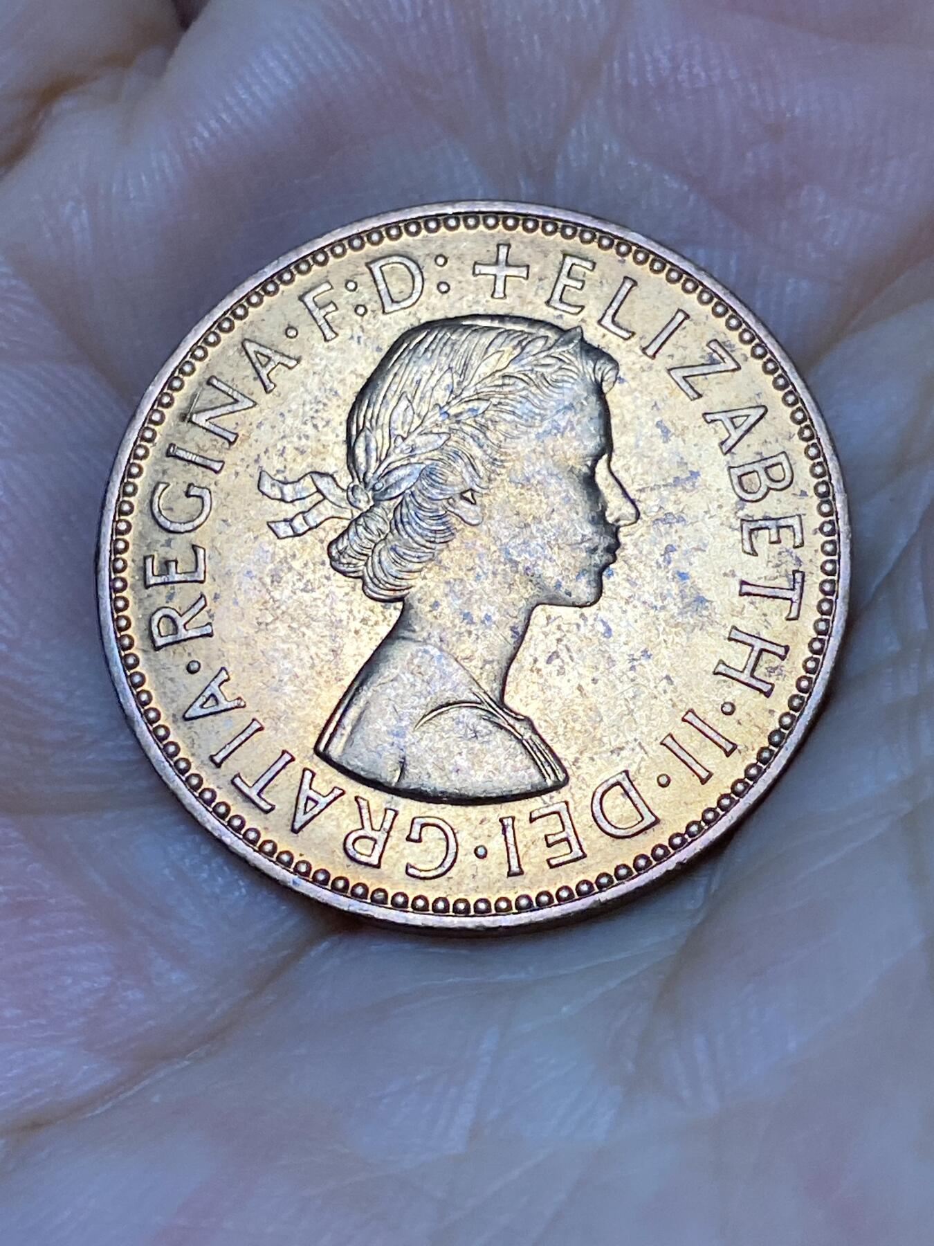 2025年第七十九场(总第一百零五场）外国好品散币(免佣金) 原光好品–英国🇬🇧1959年半便士(伊丽莎白二世青年桂冠第二版)