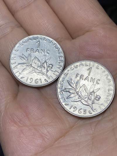 2025年第七十九场(总第一百零五场）外国好品散币(免佣金) - 法国🇫🇷2枚：1961年、1965年1法郎