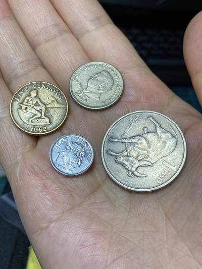 2025年第七十九场(总第一百零五场）外国好品散币(免佣金) - 菲律宾🇵🇭4枚：1974年1分，1962年5分，1974年25分，1990年1比索