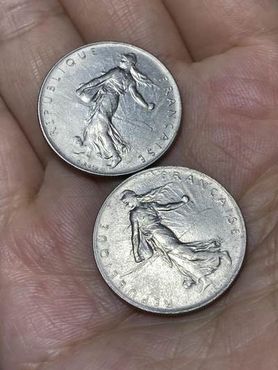 2025年第七十九场(总第一百零五场）外国好品散币(免佣金) 法国🇫🇷2枚：1961年、1965年1法郎