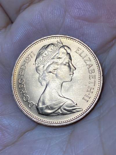 2025年第七十九场(总第一百零五场）外国好品散币(免佣金) 原光未流通–英国🇬🇧1971年2新便士(伊丽莎白二世中年花冠，十进制首发年)