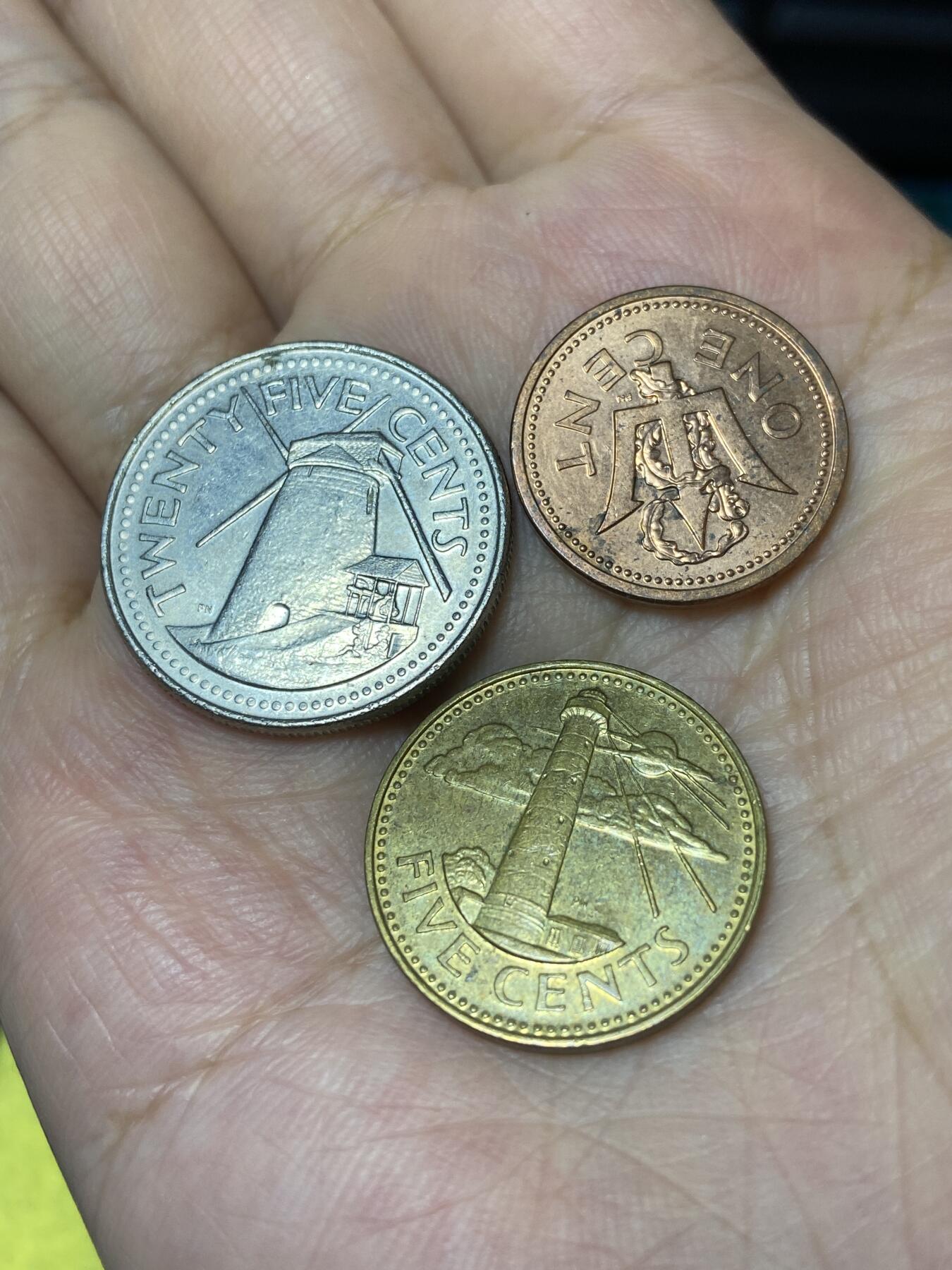 2025年第七十九场(总第一百零五场）外国好品散币(免佣金) 巴巴多斯🇧🇧3枚：1998年25分，1993年1分，1989年5分