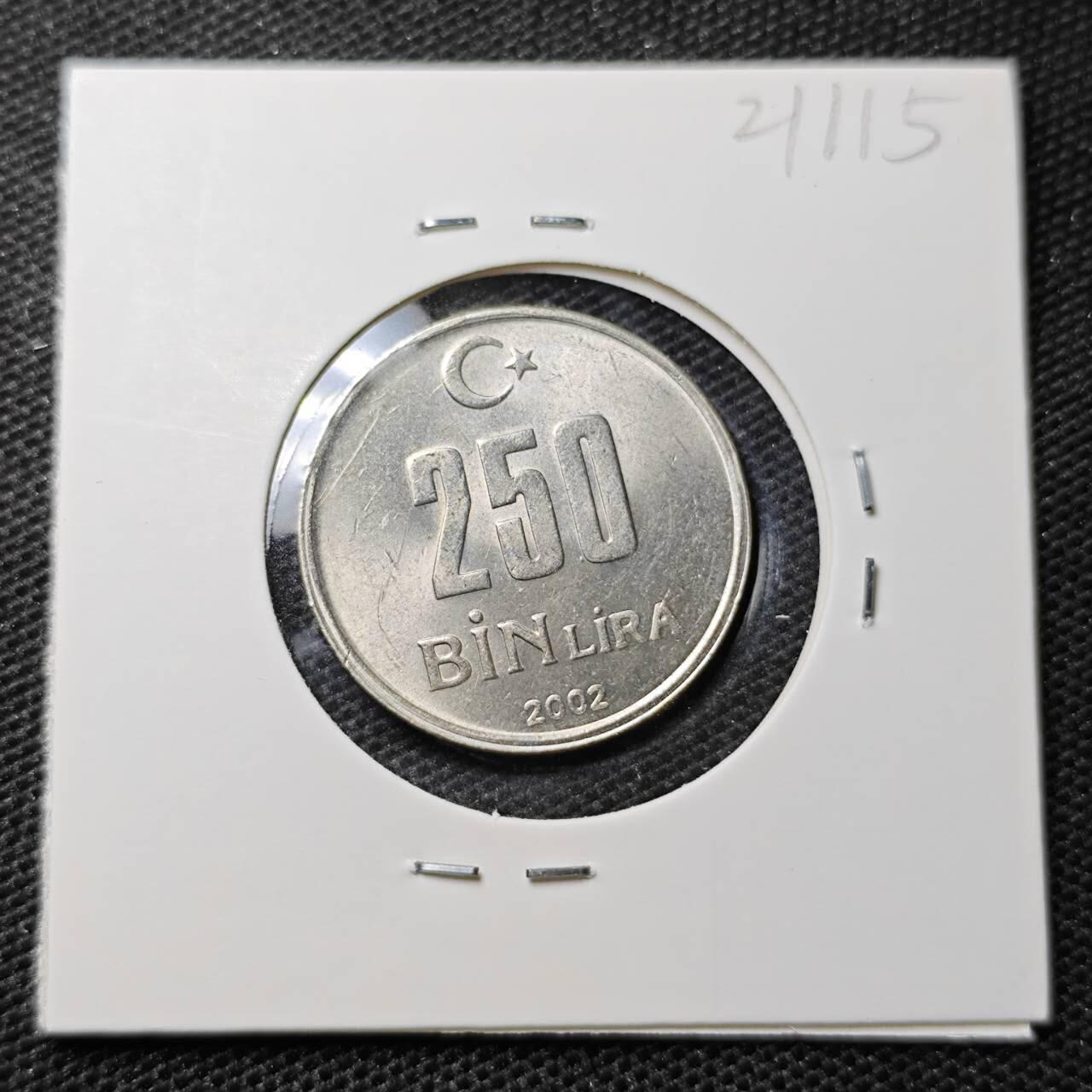 KK钱币收藏小铺 第321期 2月预留时间 周末发货  土耳其250BIN里拉 好品