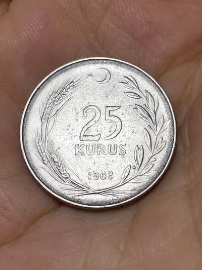 2025年第七十九场(总第一百零五场）外国好品散币(免佣金) - 土耳其🇹🇷1968年25库鲁(第三版，4克版减重版)