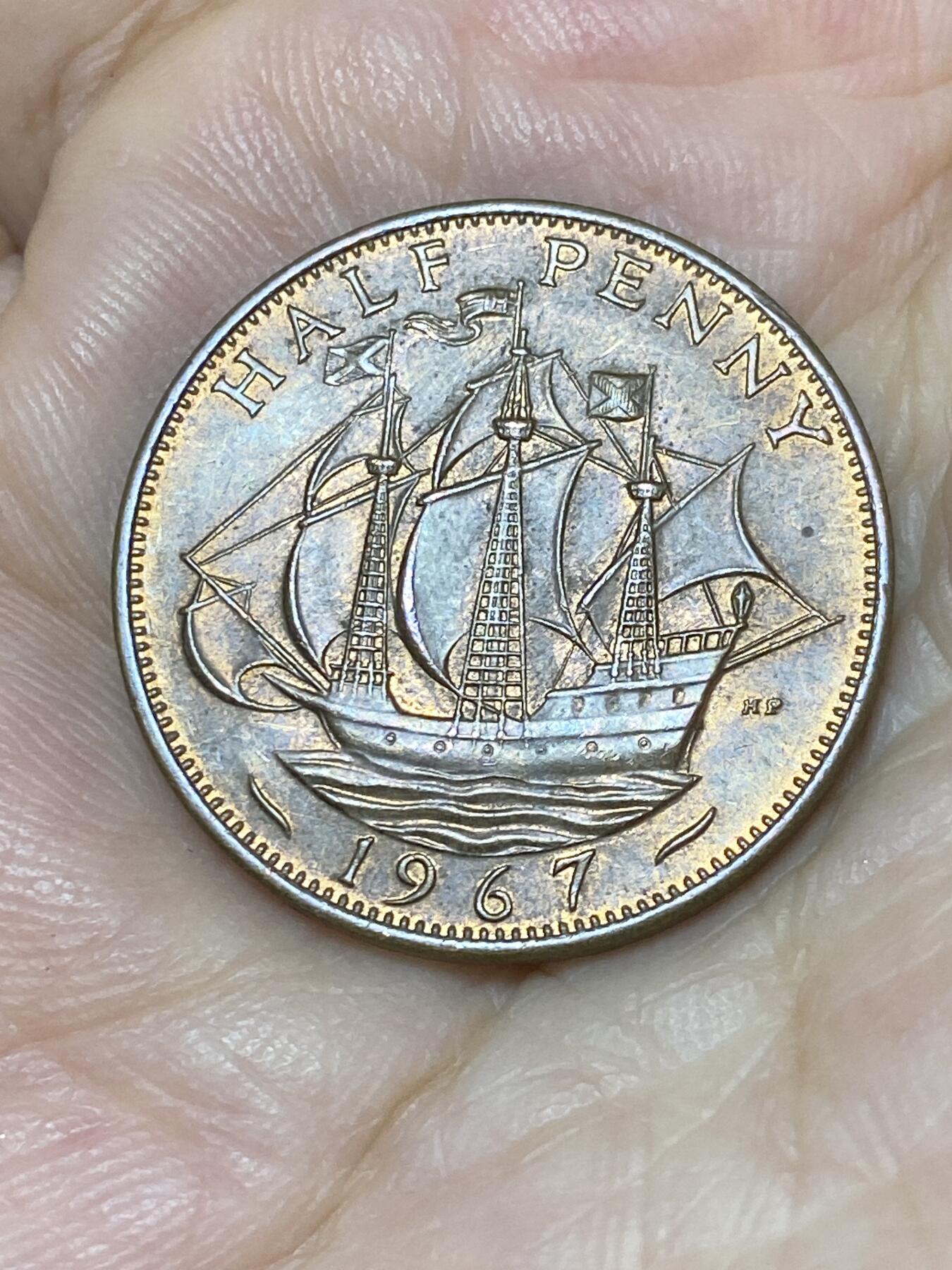 2025年第七十九场(总第一百零五场）外国好品散币(免佣金) 好品–英国🇬🇧1967年半便士(伊丽莎白二世青年桂冠第二版，普制币关门年)