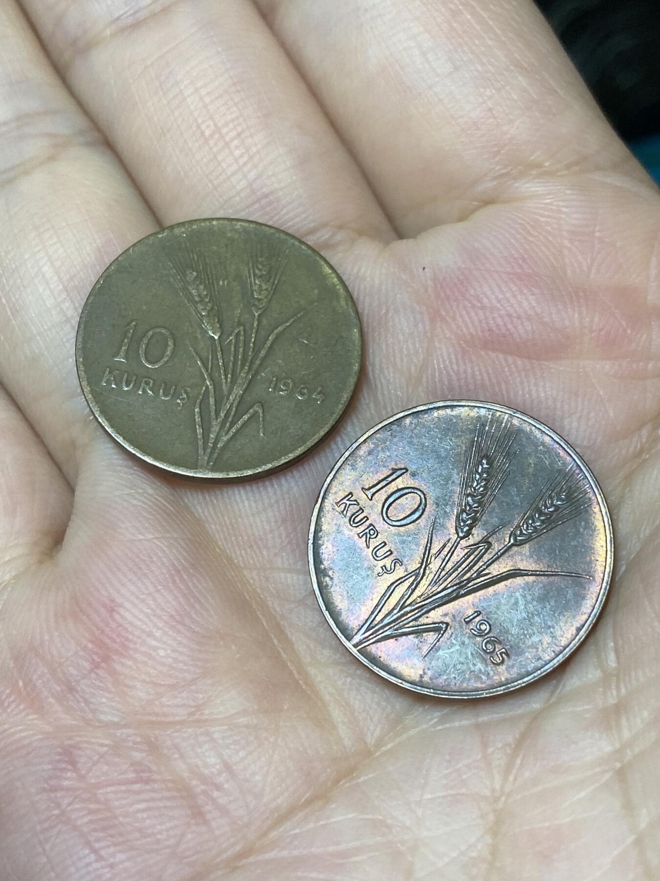 2025年第七十九场(总第一百零五场）外国好品散币(免佣金) 土耳其🇹🇷2枚：1964年、1965年10库鲁