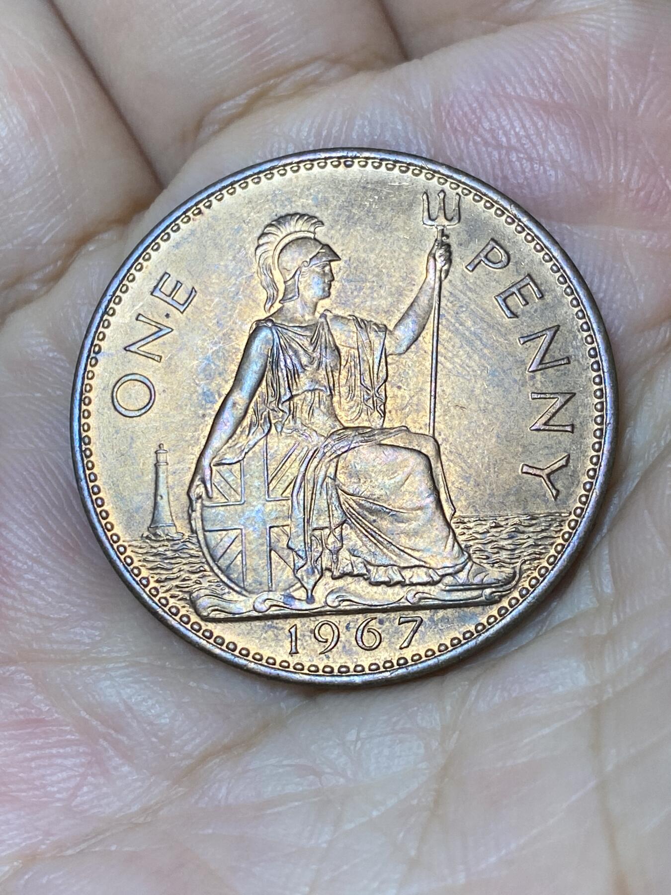 2025年第七十九场(总第一百零五场）外国好品散币(免佣金) 原光好品–英国🇬🇧1967年1便士(伊丽莎白二世青年桂冠第二版，普制币关门年)