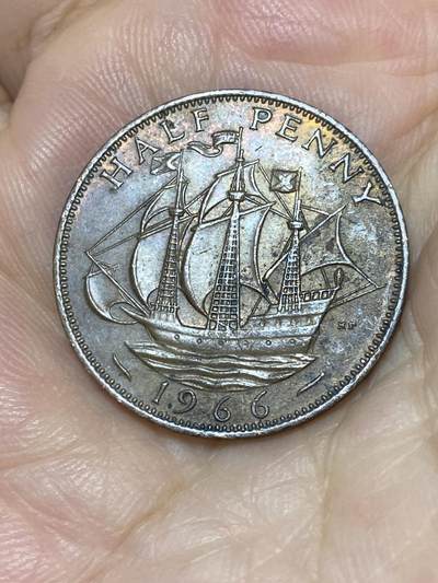 2025年第七十九场(总第一百零五场）外国好品散币(免佣金) - 英国🇬🇧1966年半便士(伊丽莎白二世青年桂冠第二版)