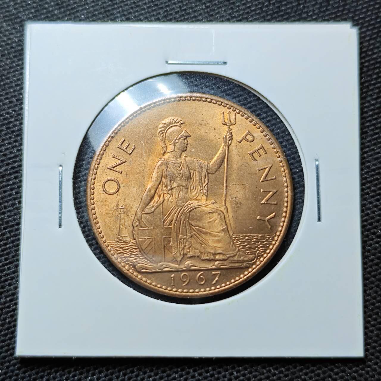 KK钱币收藏小铺 第320期 2月预留时间 周末发货 1967英国1便士铜币 好品 