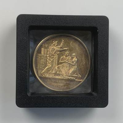 掌中浮雕-藏着的欧洲第033场 - 1838年结婚纪念镀金银章，33mm，17g