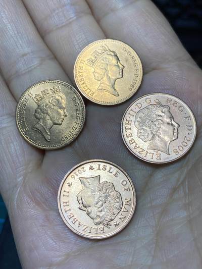2025年第七十九场(总第一百零五场）外国好品散币(免佣金) 4枚：英国🇬🇧1989年、2008年1便士，马恩岛🇮🇲2016年1便士