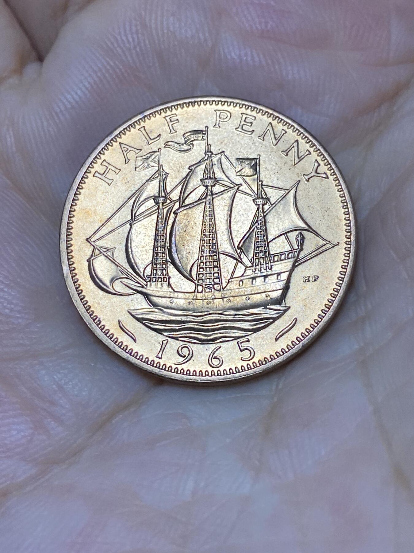 2025年第七十九场(总第一百零五场）外国好品散币(免佣金) 原光好品–英国🇬🇧1965年半便士(伊丽莎白二世青年桂冠第二版)