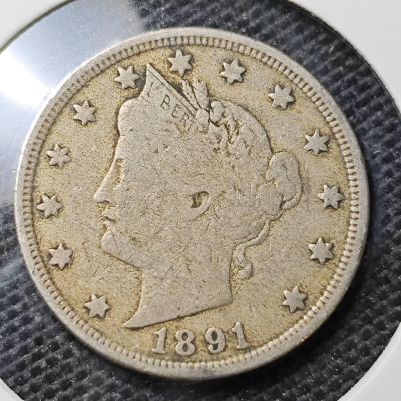KK钱币收藏小铺 第321期 2月预留时间 周末发货  1891美国5分