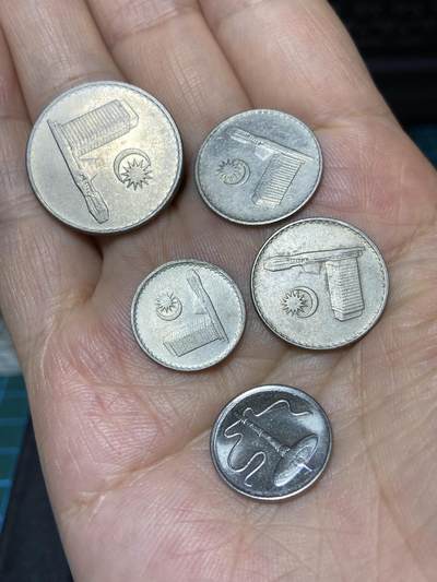 2025年第七十九场(总第一百零五场）外国好品散币(免佣金) 马来西亚🇲🇾5枚：1973年、1996年5仙，1973年10仙，1973年20仙