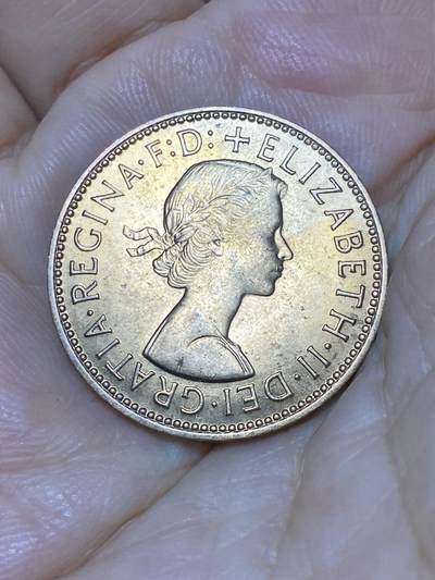 2025年第七十九场(总第一百零五场）外国好品散币(免佣金) 原光未流通–英国🇬🇧1967年半便士(伊丽莎白二世青年桂冠第二版，普制币关门年)