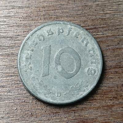 【铜匠收藏】★第126场★散币场，无佣金，30包邮。不满30元，支付5元运费。《接受代拍 代送NGC评级》 - 德国 1941年 10芬尼 D厂 锌币 德三硬币