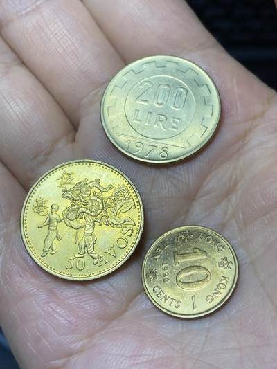 2025年第七十九场(总第一百零五场）外国好品散币(免佣金) - 3枚：意大利🇮🇹1978年200里拉，澳门1993年5毫，香港1990年一毫