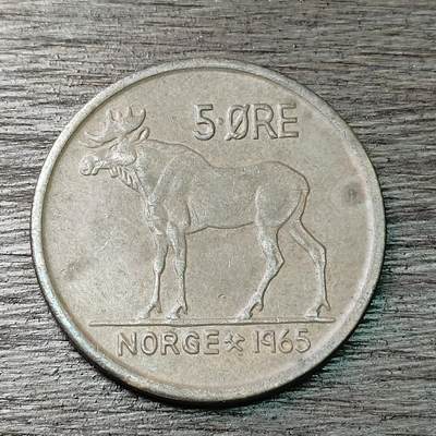 【铜匠收藏】★第126场★散币场，无佣金，30包邮。不满30元，支付5元运费。《接受代拍 代送NGC评级》 - 挪威 1965年 5欧尔 鹿