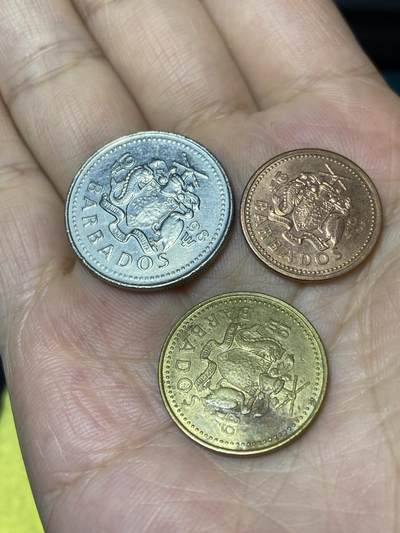 2025年第七十九场(总第一百零五场）外国好品散币(免佣金) 巴巴多斯🇧🇧3枚：1998年25分，1993年1分，1989年5分