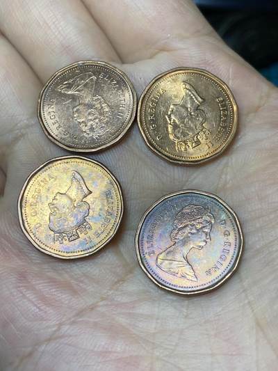 2025年第七十九场(总第一百零五场）外国好品散币(免佣金) 加拿大🇨🇦4枚：1986年、1988年、1990年、1991年1分