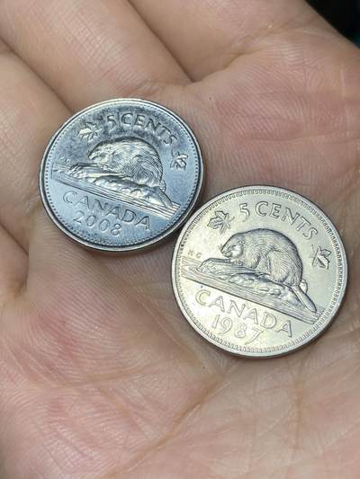 2025年第七十九场(总第一百零五场）外国好品散币(免佣金) - 加拿大🇨🇦2枚：2008年5分，1987年5分