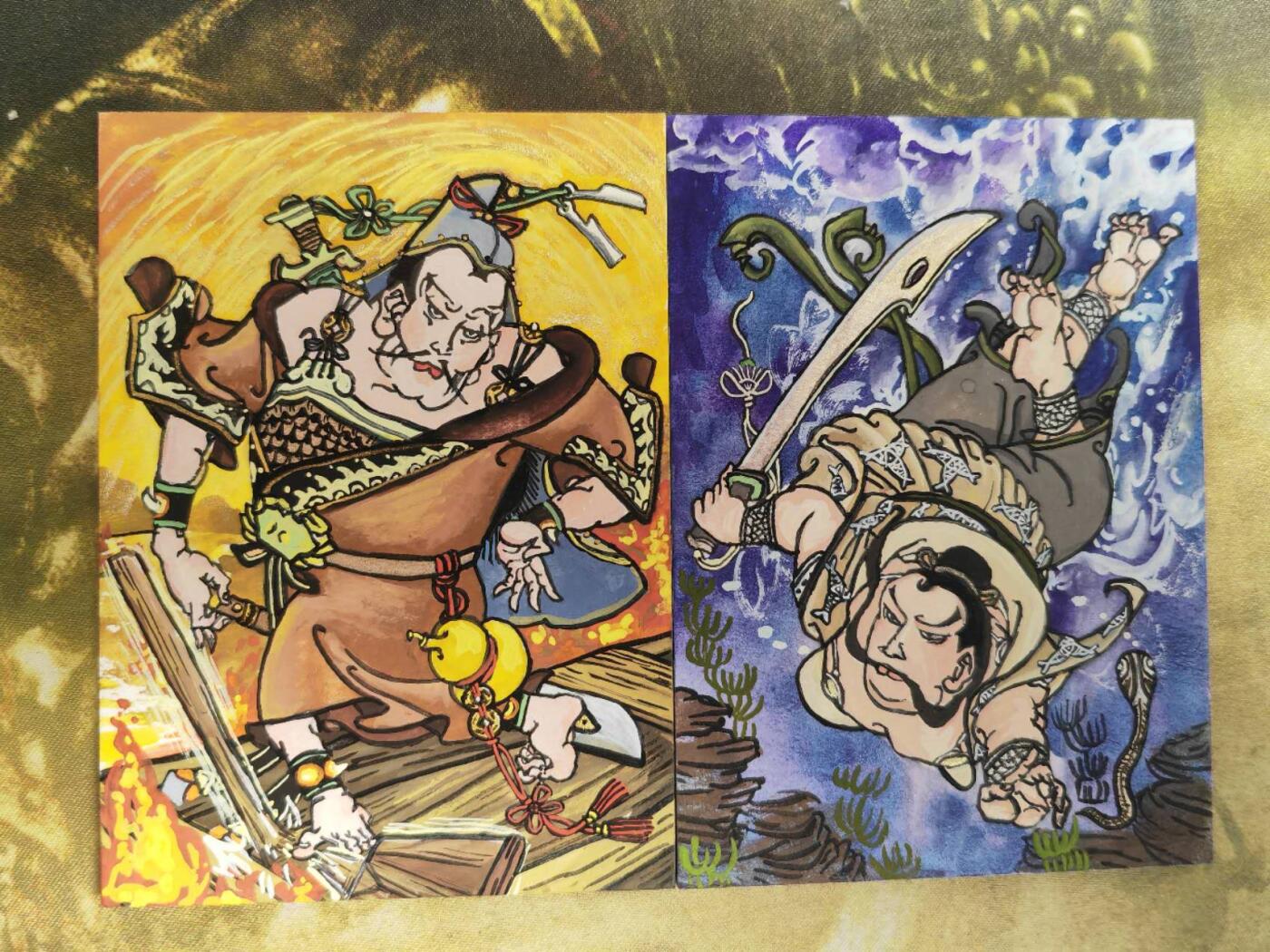 阳大大卡牌拍卖第66期（持续收拍品，周五晚上九点截拍，进群福利早知道） 【手绘卡】孙忠会 年画水浒 船伙儿张横+浪里白条张顺 兄弟2张 稀缺物件 可遇不可求
