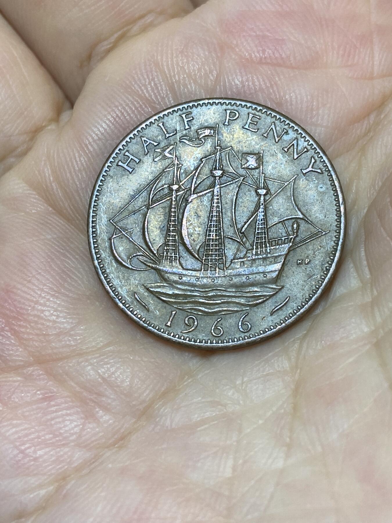 2025年第七十九场(总第一百零五场）外国好品散币(免佣金) 英国🇬🇧1966年半便士(伊丽莎白二世青年桂冠第二版)