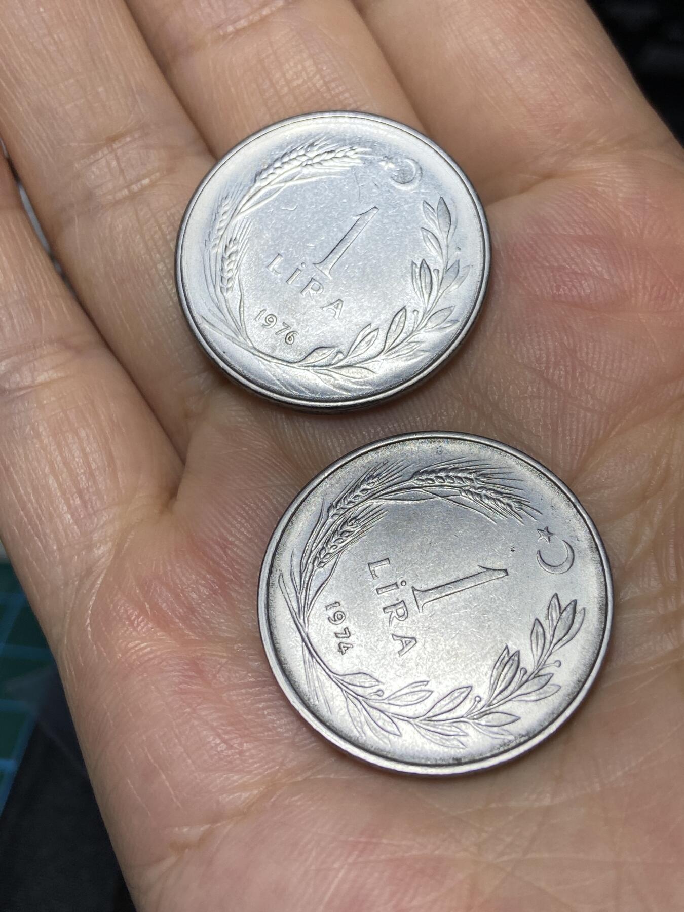2025年第七十九场(总第一百零五场）外国好品散币(免佣金) 土耳其🇹🇷2枚：1974年、1976年1里拉
