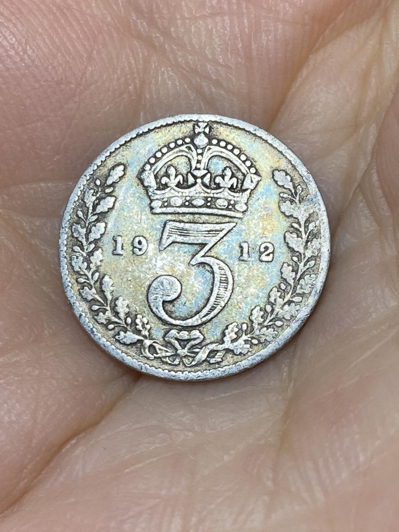 2025年第七十九场(总第一百零五场）外国好品散币(免佣金) 英国🇬🇧1912年3便士银币(乔治五世第一版，925高银)