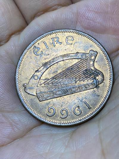 2025年第七十九场(总第一百零五场）外国好品散币(免佣金) 爱尔兰🇮🇪1966年1便士(共和国时期第一套)