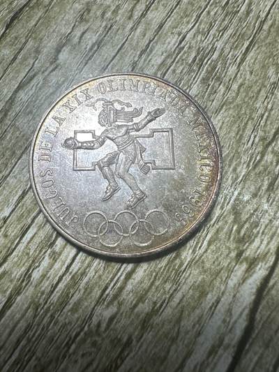 章，世界钱币 五彩原光！1968年墨西哥奥运会25比索纪念银币，22.5g