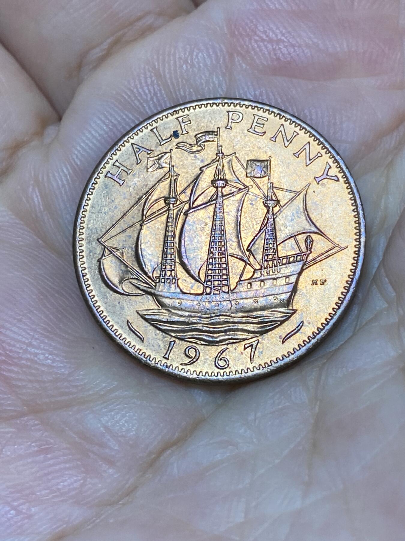 2025年第七十九场(总第一百零五场）外国好品散币(免佣金) 原光好品–英国🇬🇧1967年半便士(伊丽莎白二世青年桂冠第二版，普制币关门年)