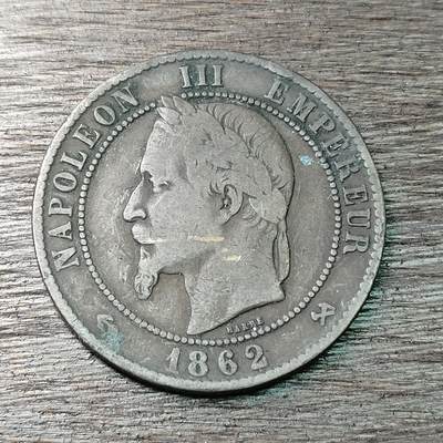 【铜匠收藏】★第126场★散币场，无佣金，30包邮。不满30元，支付5元运费。《接受代拍 代送NGC评级》 - 法国拿破仑三世 1862年 10分 铜币