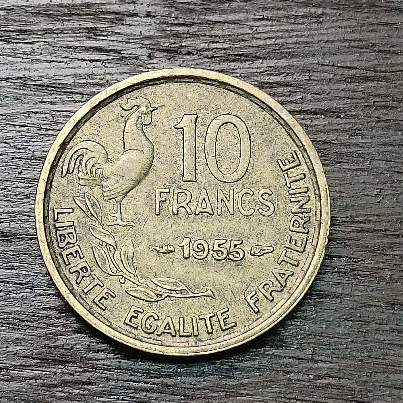 【铜匠收藏】★第126场★散币场，无佣金，30包邮。不满30元，支付5元运费。《接受代拍 代送NGC评级》 法国 10法郎 高卢熊鸡 1955年