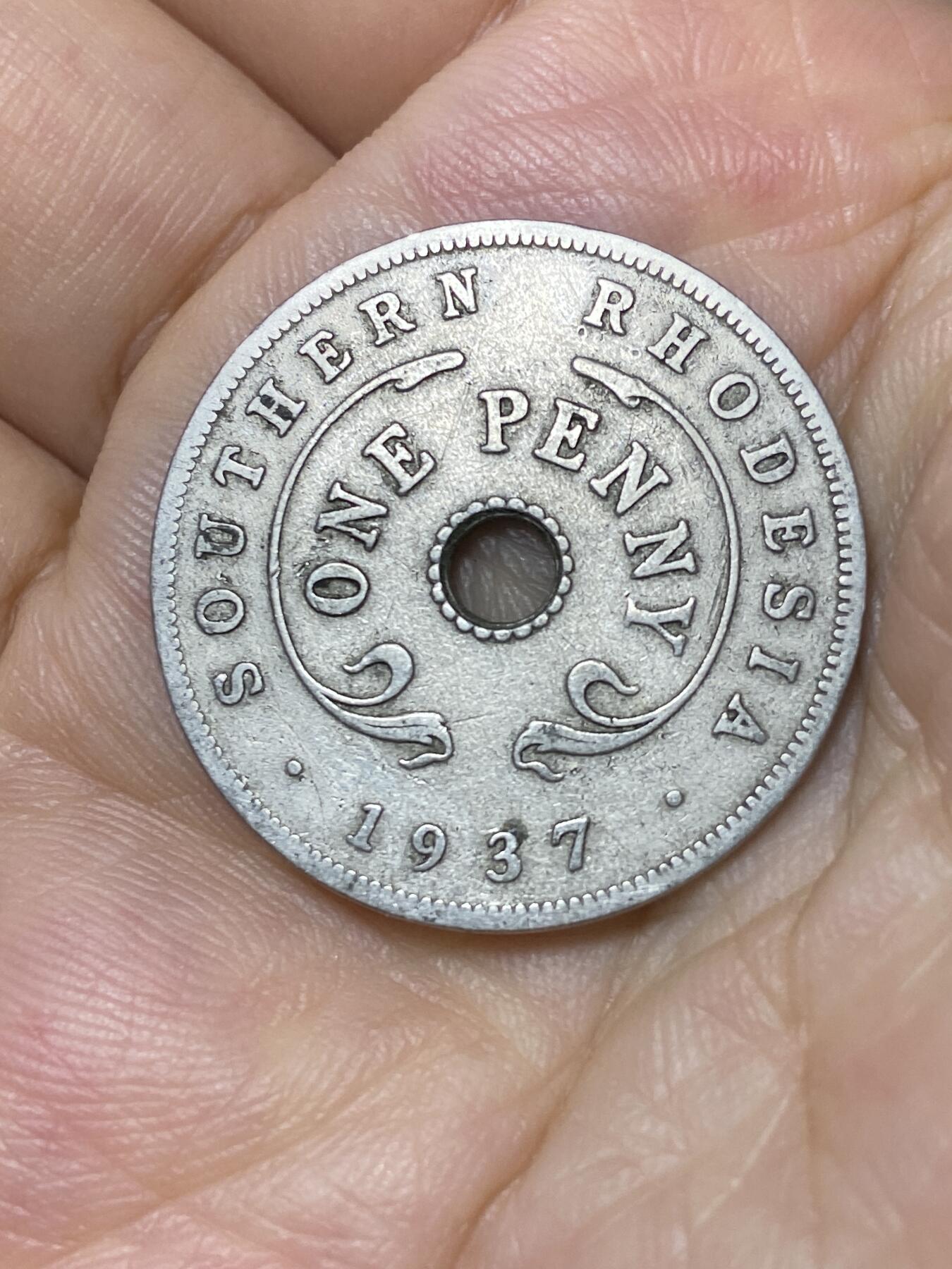 2025年第七十九场(总第一百零五场）外国好品散币(免佣金) 英属南罗得西亚1937年1便士(乔治六世登基年，第一版首发年)