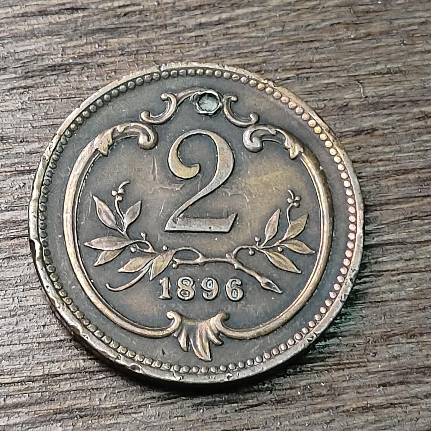 【铜匠收藏】★第126场★散币场，无佣金，30包邮。不满30元，支付5元运费。《接受代拍 代送NGC评级》 奥地利奥匈帝国 1896年 2赫勒 铜币