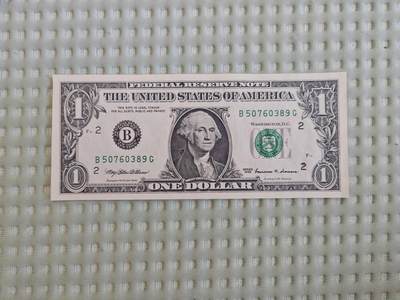 美国纸币 1999年 1美元 B区 无4 全新UNC - 美国纸币 1999年 1美元 B区 无4 全新UNC