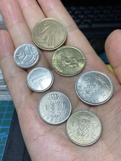 2025年第七十九场(总第一百零五场）外国好品散币(免佣金) - 比利时🇧🇪7枚：1980年20法郎，1980年1法郎，1995年1法郎，1968年1法郎，1988年、1971年5法郎