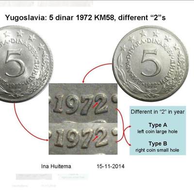 2025年第七十九场(总第一百零五场）外国好品散币(免佣金) 南斯拉夫1972年5第纳尔(社会主义联邦共和国时期，年份中2为小开口版本)