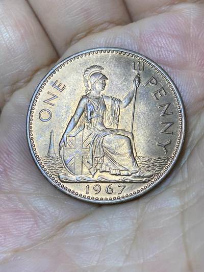 2025年第七十九场(总第一百零五场）外国好品散币(免佣金) - 原光好品–英国🇬🇧1967年1便士(伊丽莎白二世青年桂冠第二版，普制币关门年)