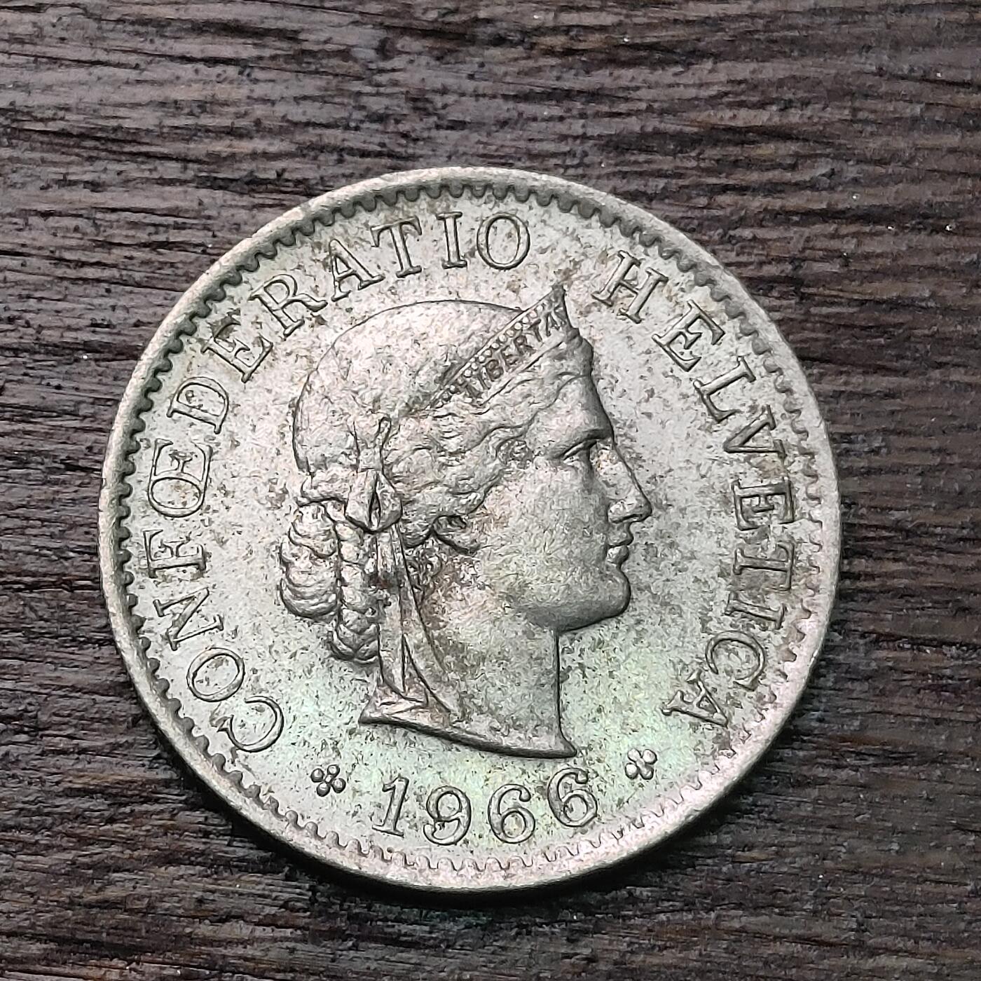 【铜匠收藏】★第126场★散币场，无佣金，30包邮。不满30元，支付5元运费。《接受代拍 代送NGC评级》 1966年 瑞士 2生丁