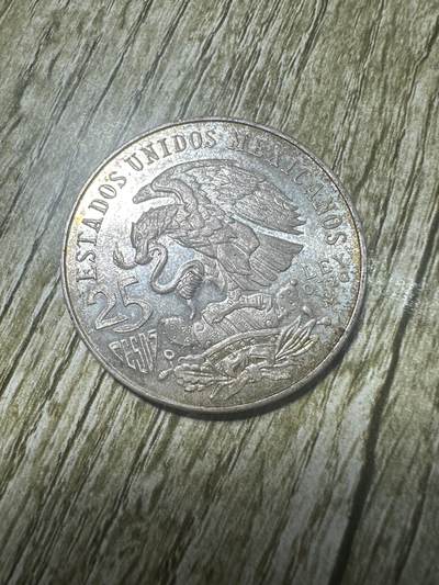章，世界钱币 五彩原光！1968年墨西哥奥运会25比索纪念银币，22.5g