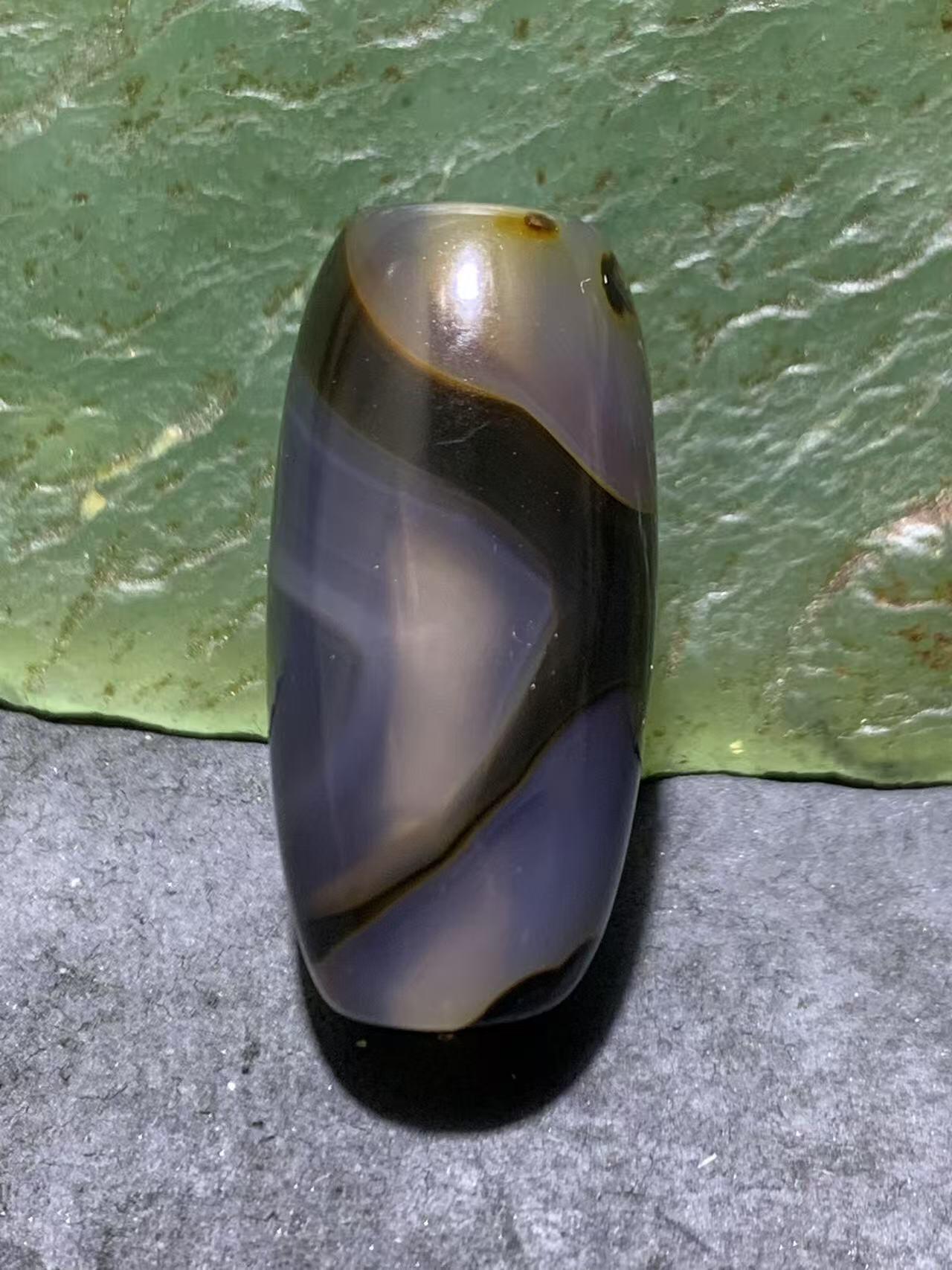 精美高玉化冻料8字天眼纹巴西玛瑙随形桶珠一颗