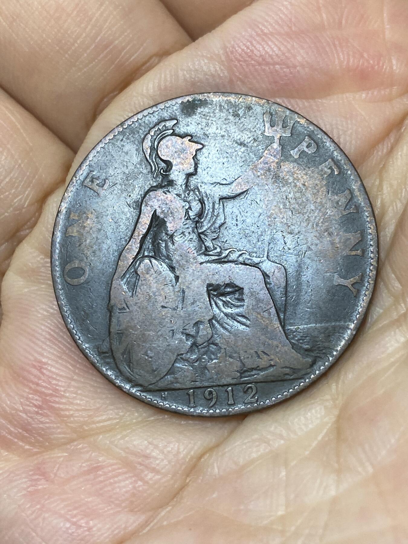 2025年第七十九场(总第一百零五场）外国好品散币(免佣金) 少见–英国🇬🇧1912年1便士H版(乔治五世第一版，H标喜敦厂造)