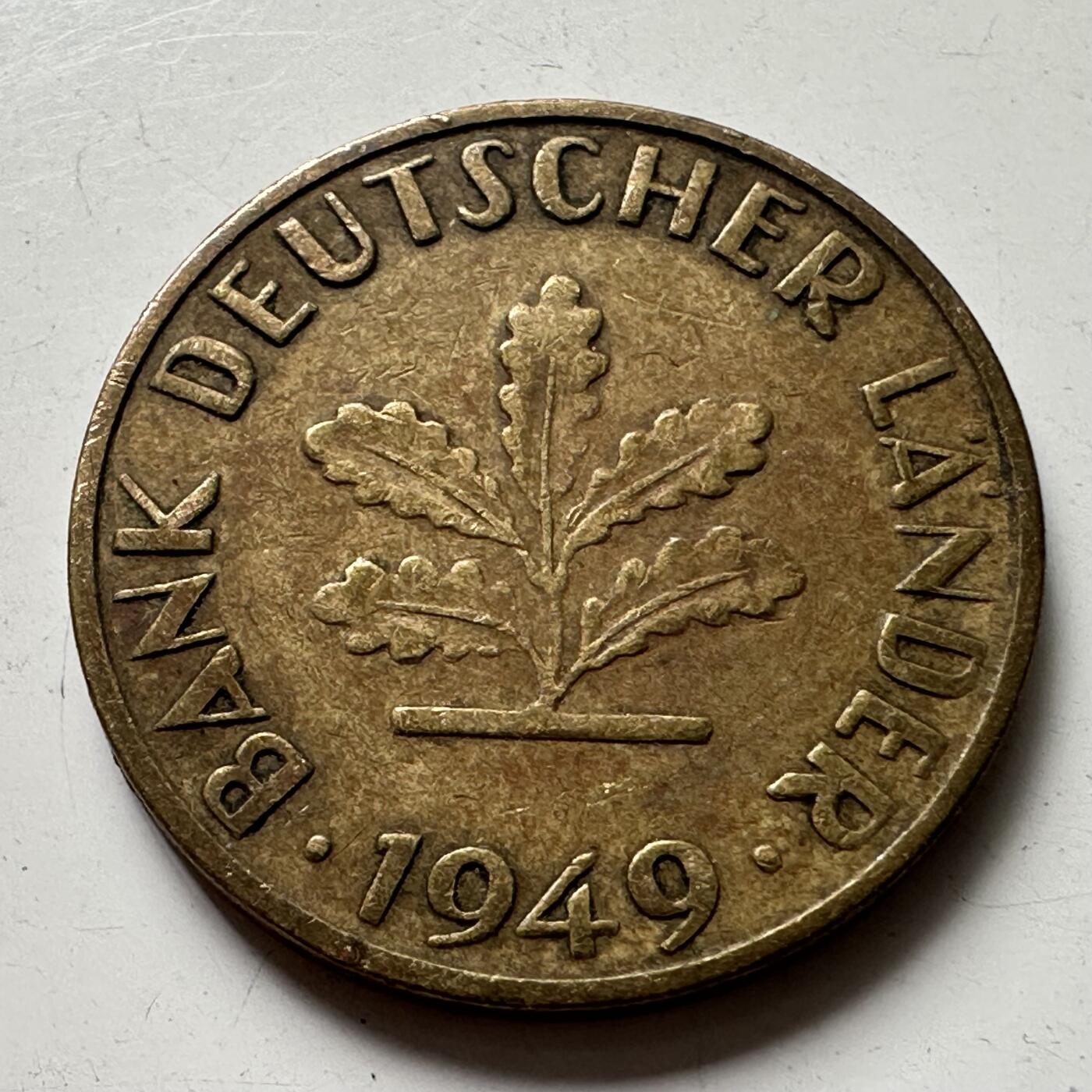 🌹外币初藏🌹🐯2025年第87场 周二无佣金特价场 德国1949年银行版10芬尼