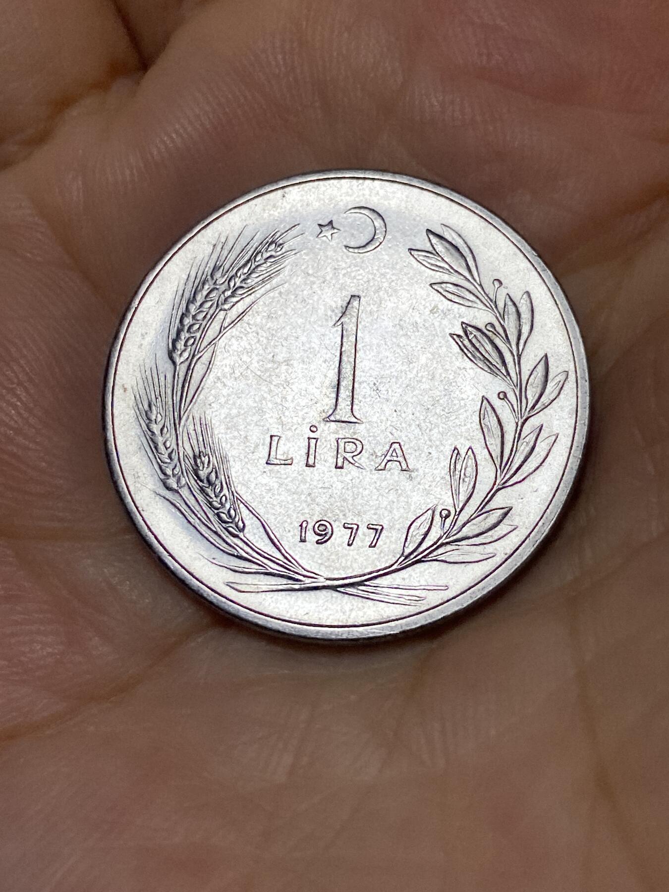 2025年第七十九场(总第一百零五场）外国好品散币(免佣金) 土耳其🇹🇷1977年1里拉(第三版，7克减重版)