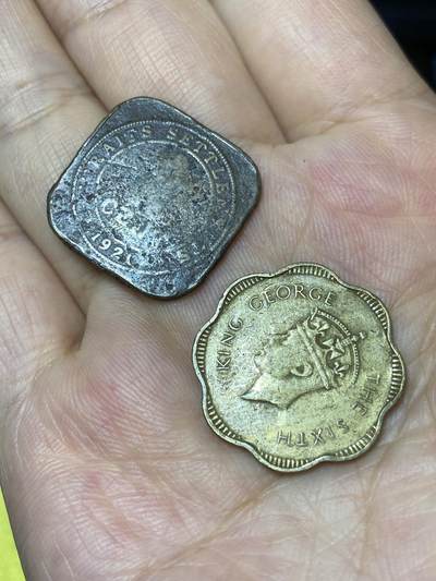 2025年第七十九场(总第一百零五场）外国好品散币(免佣金) 2枚：英属锡兰1951年10分，英属海峡1921年1分
