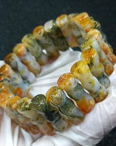 天然水草玛瑙竹节(节节高升)手排(33097) - 天然水草玛瑙竹节(节节高升)手排(33097)